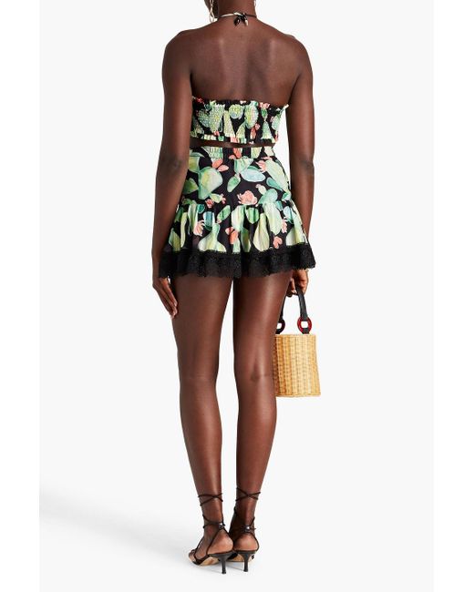 Charo Ruiz Green Vitoria Printed Cotton-blend Voile Mini Skirt