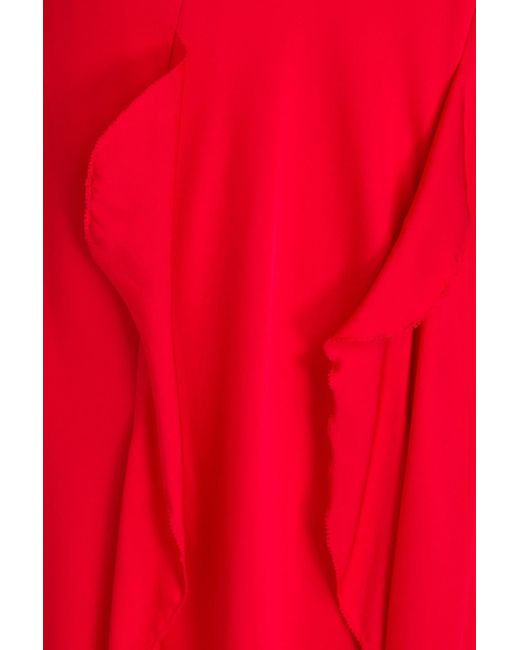 Nicholas Red Kamila Ruffled Silk-blend Satin Gown