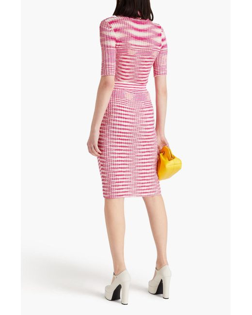Missoni Pink Space-dyed Ribbed-knit Polo Shirt