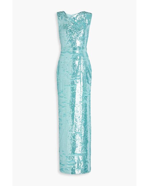 Roland Mouret Blue Sequined Tulle Gown