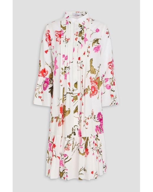 Erdem White Floral-Print Cotton-Seersucker Dress