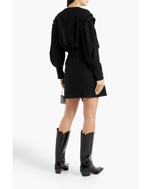 IRO Black Rixton mini-wickelkleid aus crêpe mit falten