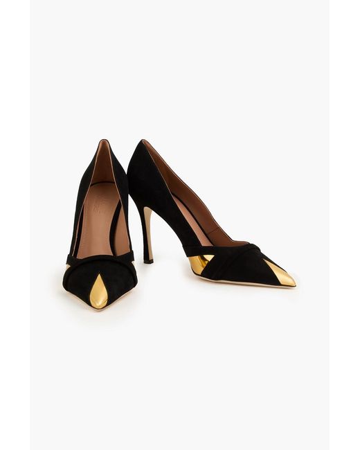 Malone Souliers Black Embellished Suede Pumps