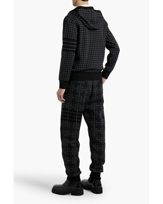 Thom Browne Black Houndstooth Jacquard-Knit Cotton Zip-Up Hoodie for men