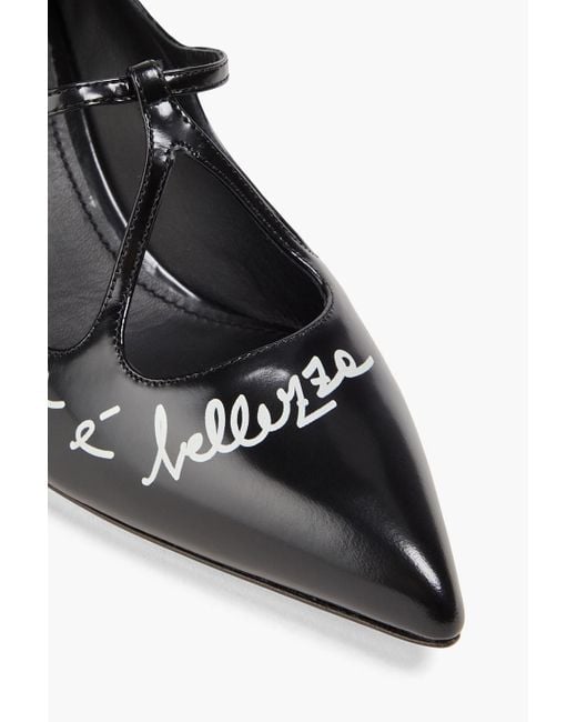 Dolce & Gabbana Black Printed Glossed-leather Pumps