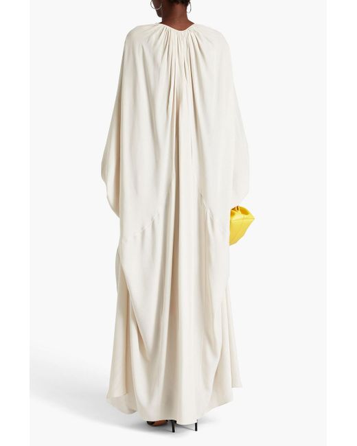 Roksanda White Lilee Draped Printed Silk-satin Maxi Dress