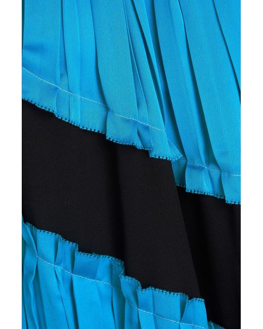 3.1 Phillip Lim Blue Satin Crepe-paneled Pleated Georgette Midi Dress