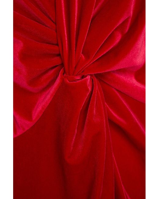 Ganni Red Twisted Velvet Maxi Dress