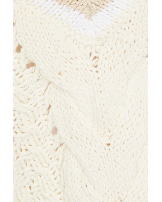 Rag & Bone White Brandi Striped Cable-knit Cotton-blend Sweater