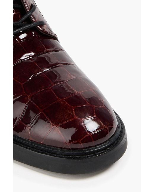 Tory Burch Brown Combat boots aus leder mit krokodileffekt