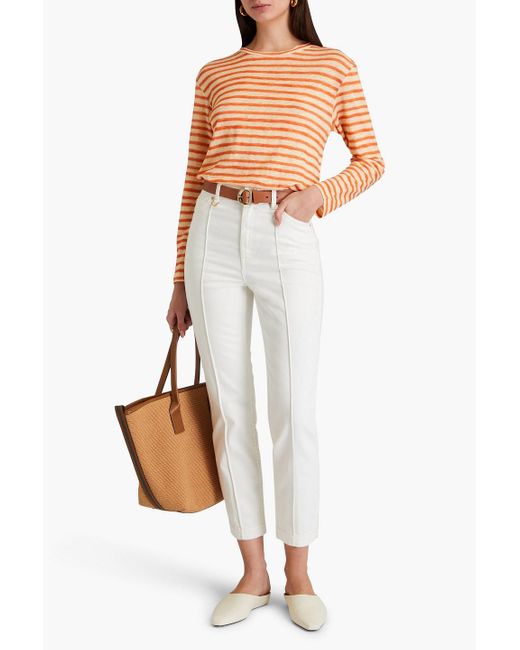 Zimmermann Orange Striped Linen-jersey Top