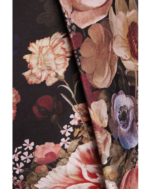 Zimmermann Black Belted Floral-print Silk And Cotton-blend Twill Shorts