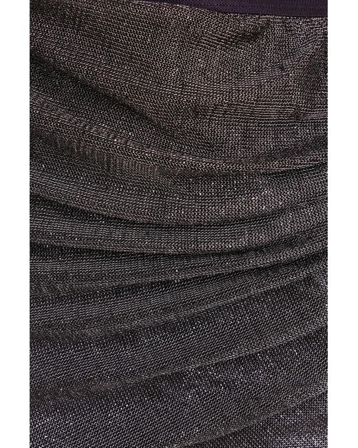 Rick Owens Gray Wrap-effect Ruched Metallic Knitted Maxi Skirt