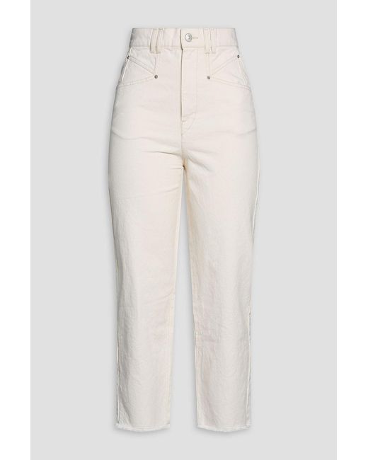 Isabel Marant White Dilali Cropped High-Rise Straight-Leg Jeans