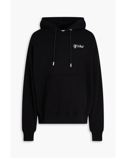 Off-White c/o Virgil Abloh Black Logo-Print French Cotton-Terry Hoodie for men