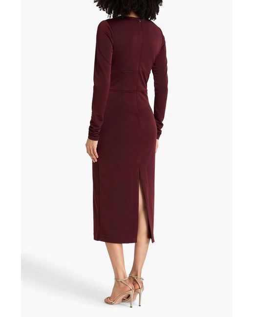 Rebecca Vallance Purple Mischa Embellished Stretch-jersey Midi Dress