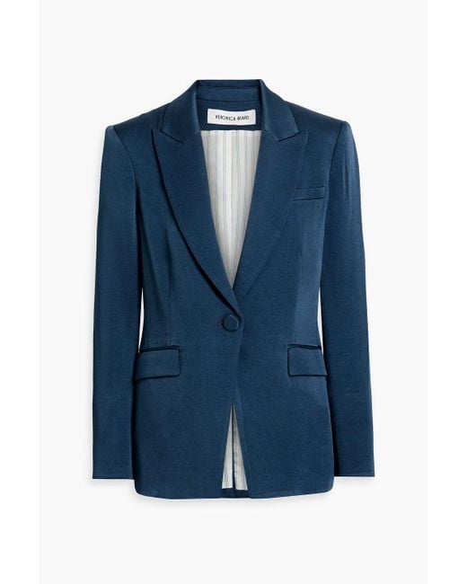 Veronica Beard Blue Long And Lean Dickey Satin-Crepe Blazer