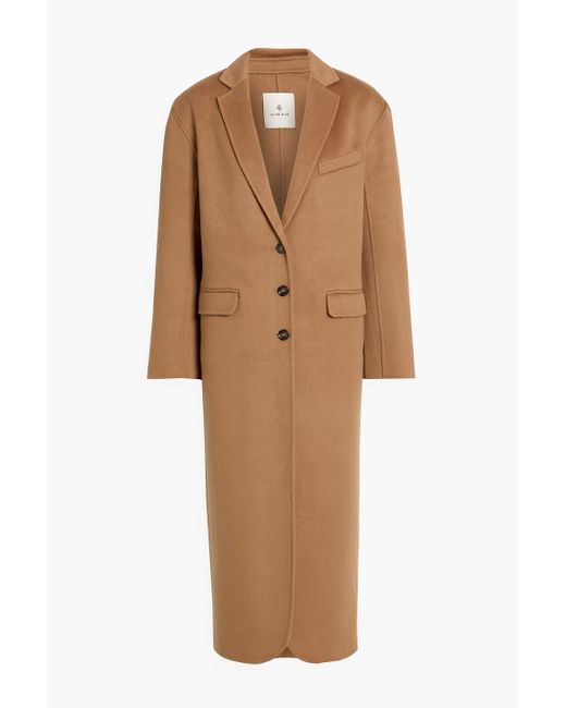 Anine Bing Natural Quinn Wool And Cashmere-Blend Felt Coat
