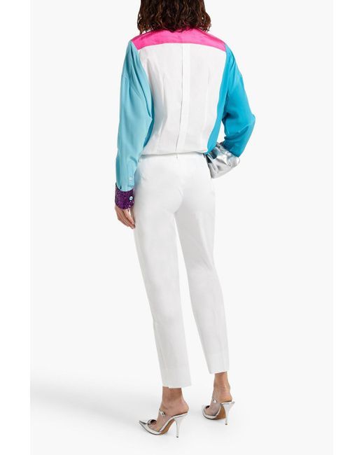 Dolce & Gabbana White Cotton-blend Twill Slim-leg Pants