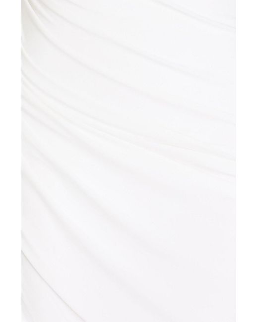 Norma Kamali White Strapless Ruched Stretch-jersey Mini Dress