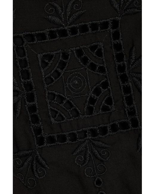 Lug Von Siga Black Nova Off-The-Shoulder Broderie Anglaise Cotton Midi Dress