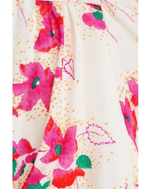 Ba&sh Pink Knotted Printed Jacquard Mini Dress