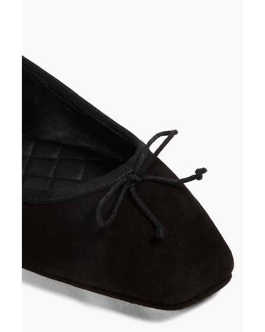 Veronica Beard Black Beatrix Bow-detailed Suede Ballet Flats