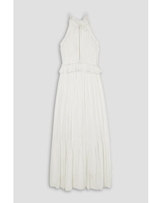 Evarae White Alegra Tie-detailed Ruffled Tm Lyocell Maxi Dress