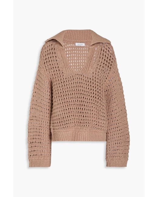 NAADAM Natural Pointelle-knit Cotton Polo Sweater