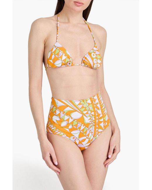 Emilio Pucci Orange Hoch sitzendes bikini-höschen mit print