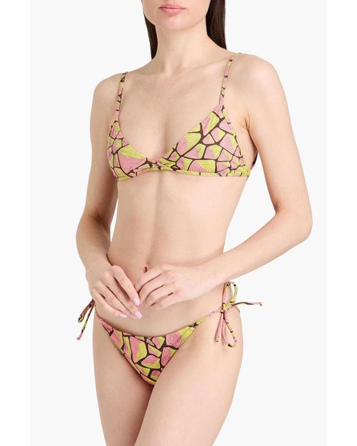 Emilio Pucci Natural Printed Triangle Bikini Top