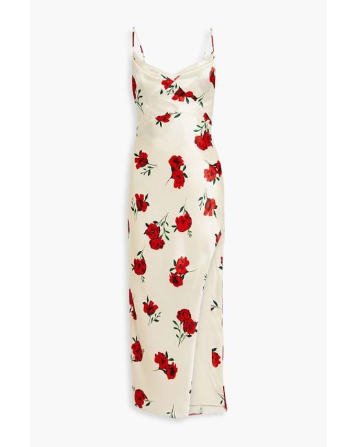Nicholas White Valentine Draped Floral-print Satin-crepe Midi Dress