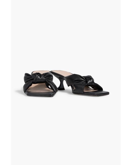 Stuart Weitzman Black Playa 50 Knotted Padded Leather Mules