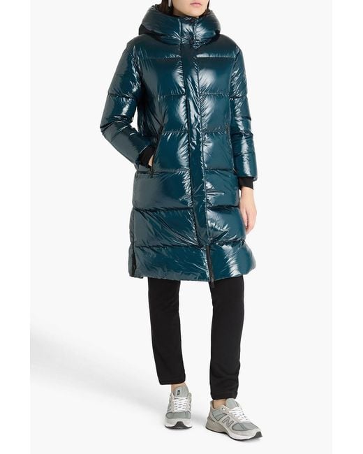 Herno Blue Quilted Shell Hooded Down Coat