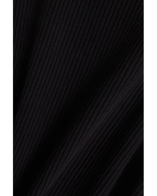 Vince Black Ribbed-knit Midi Dress