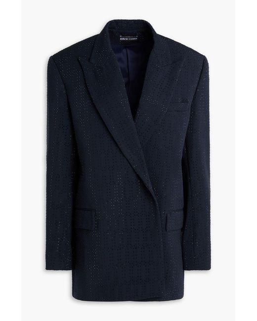 David Koma Blue Bead-embellished Twill Blazer