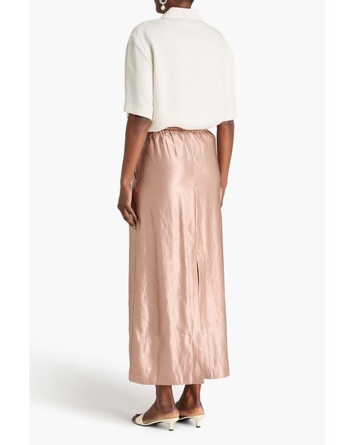 Loulou de Saison Pink Liam Linen And Silk-Blend Maxi Skirt