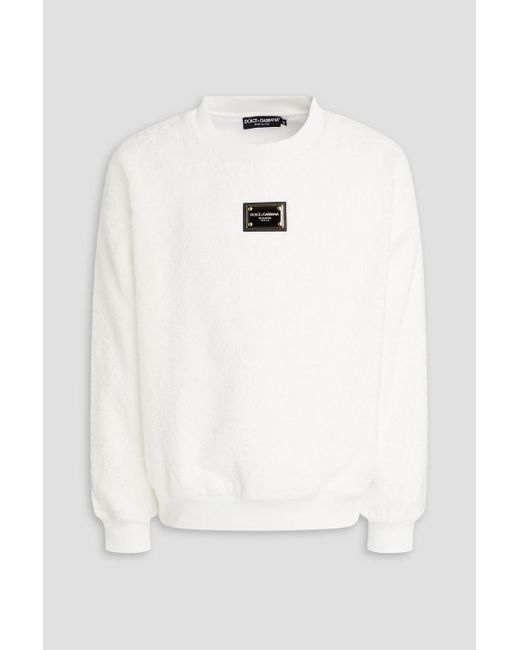 Dolce & Gabbana White Appliquéd Cotton-terry Sweatshirt for men
