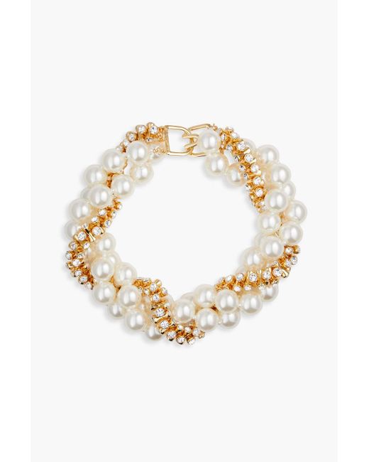 Kenneth Jay Lane Metallic Gold-plated, Faux Pearl And Crystal Choker