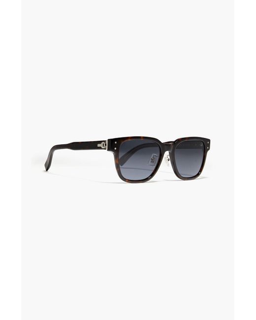 Dunhill Black Tortoiseshell-print Acetate Square-frame Sunglasses for men