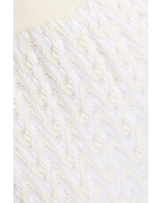 Missoni White Crochet-knit Wool-blend Wide-leg Pants