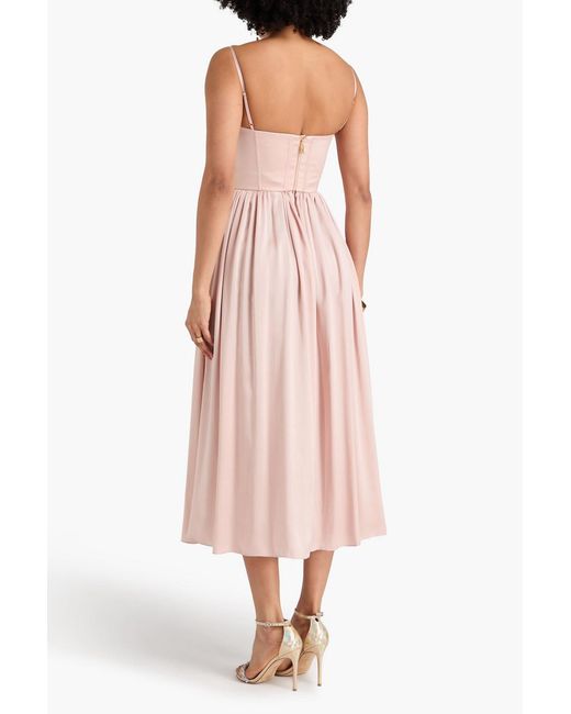 Zimmermann Pink Pleated Silk-Satin Midi Dress