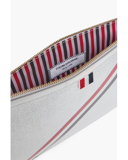 Thom Browne White Striped Textured-Leather Document Case for men