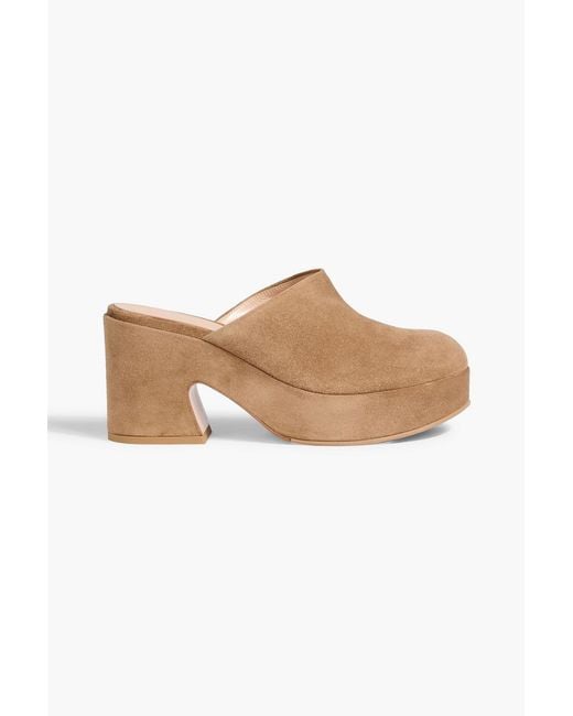 Gianvito Rossi White Lyss Suede Platform Clogs