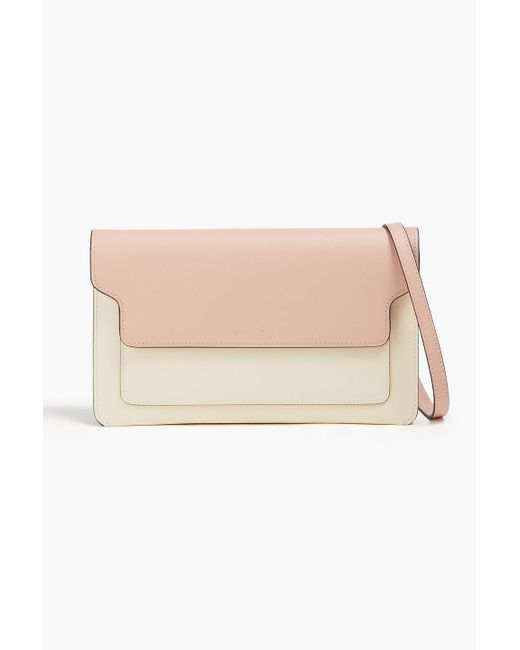 Marni Natural Color-block Textured-leather Envelope Clutch