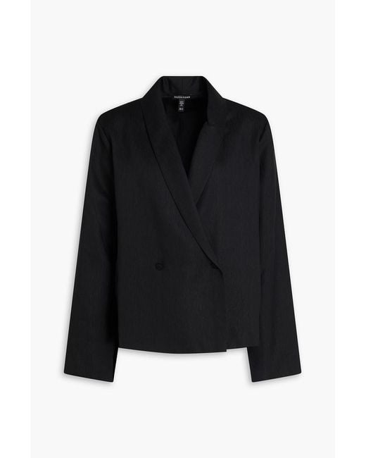 Eileen Fisher Black Double-breasted Silk-crepon Blazer