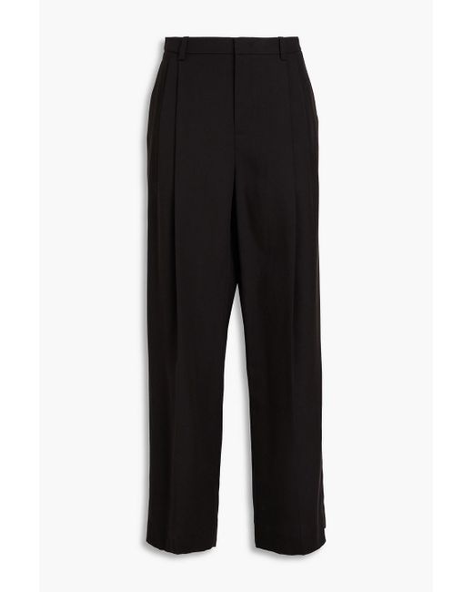 Vince Black Pleated Tm Lyocell-blend Wide-leg Pants