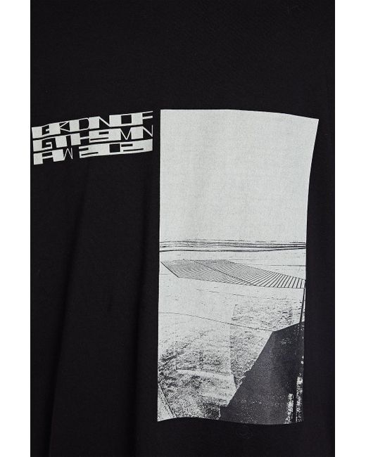 Rick Owens Black Printed Cotton-jersey T-shirt for men