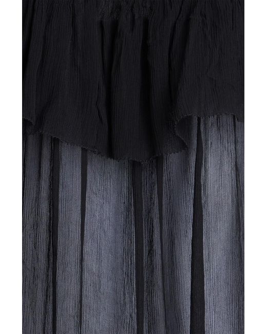 Maje Black Ruffled Crepon Blouse