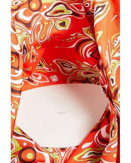 Emilio Pucci Orange Bedruckte schultertasche aus glänzendem twill